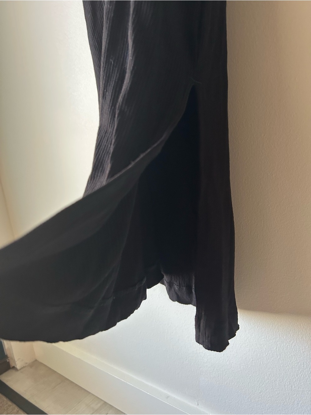 & OTHER STORIES Black Ribbed Midi/Maxi Dress Side Slits Open Back Size 2 - Picture 3 of 9